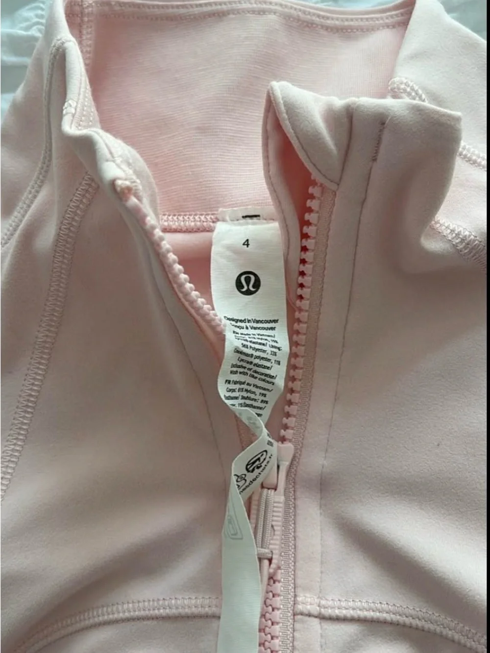 lululemon athletica Pale Pink Zip-Up Jacket